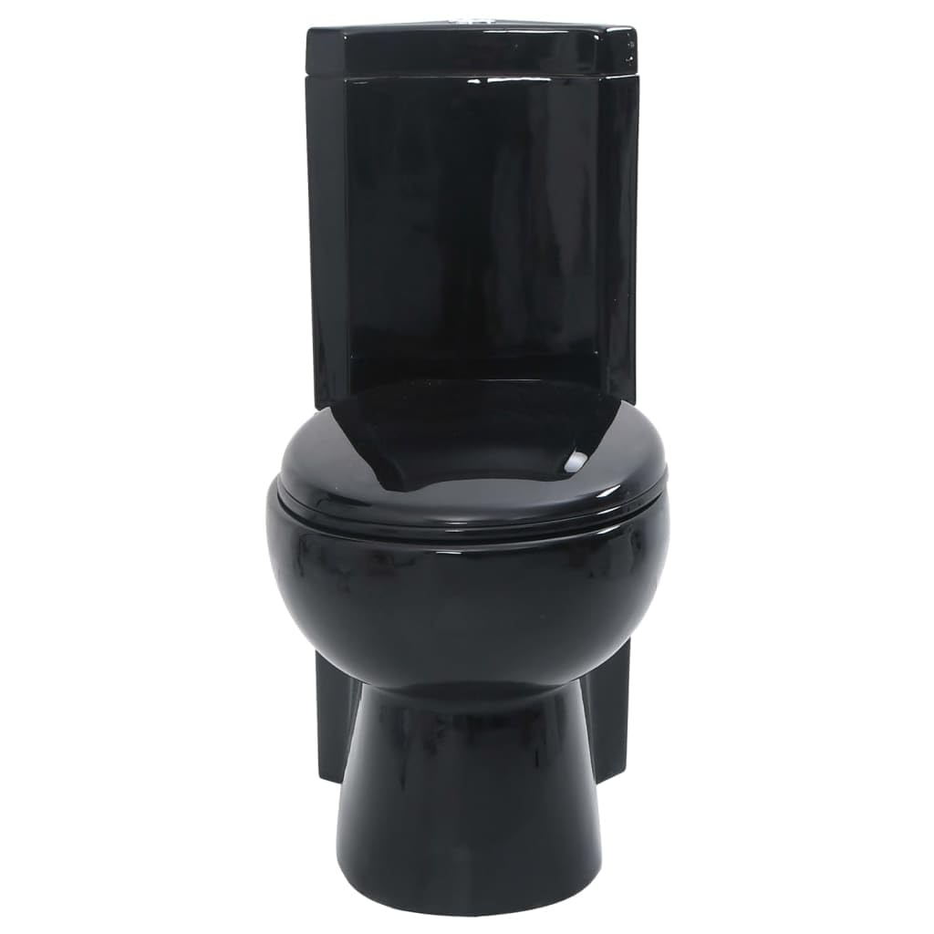 Water In Ceramica Nera VidaXL - WC Con Scarico A Doppio Flusso E Sedile Ammortizzato