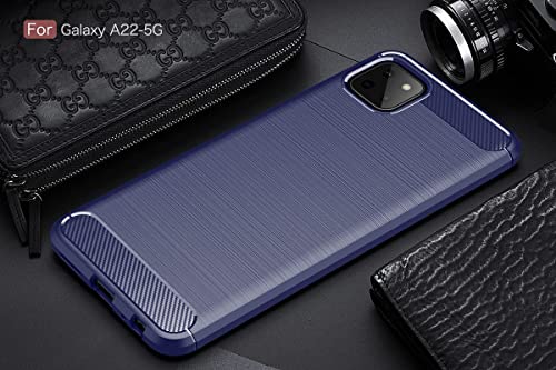 Image of NPRC Hybrid Ultra Slim Protective Case TPU Non-Slip Carbon Fiber Texture Shockproof Case Cover for Samsung Galaxy A22 5g - Blue