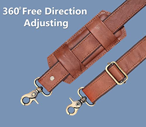 Adjustable 60-Inch Real Leather Bag Replacement Shoulder Strap Comfort Fit Padded With Metal Swivel Hooks For Crossbody Purses, Laptop Messenger Bags, Handbags And Duffle Luggage Straps (Brown) #TOP5