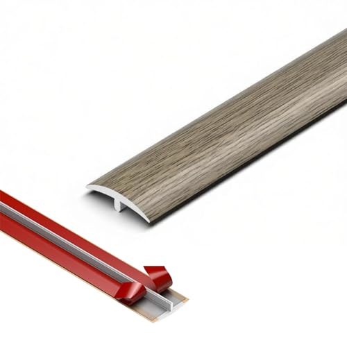 3 Piezas Perfil de Transición de Suelo Autoadhesivo, 90cm Tira De Umbral en T PVC, Cubrejunta de Vinilo Para Suelo Laminado y Madera, Diseño de Vetas de Madera(Ink Grey,40mm/1.57')