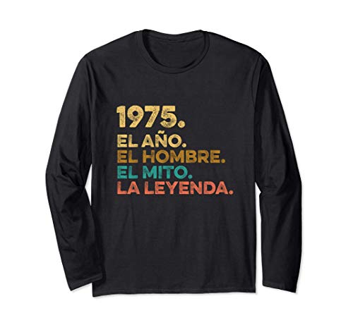 Año Hombre Mito Leyenda - Cumpleaños Regalo Vintage 1975 Manga Larga