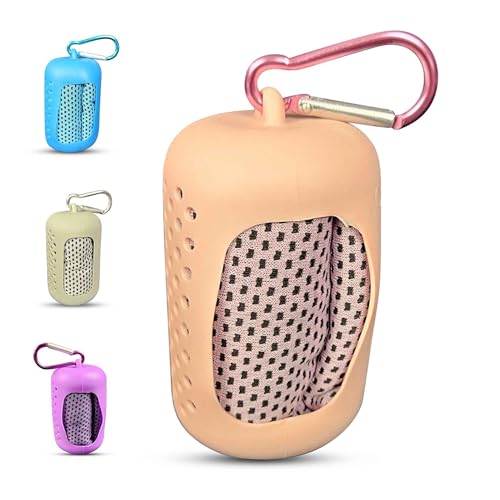 Boonedocken Toalla de microfibra de secado rápido, perfecta para mochileros, yoga, viajes, camping, deportes y más, súper absorbente y ligera, funda de silicona cómoda con clip de mosquetón (rosa)