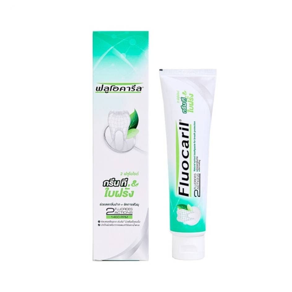 FluocarilToothpaste, Green Tea and Guava Clear Green Gel for Good Oral Health and Teeth 160g.