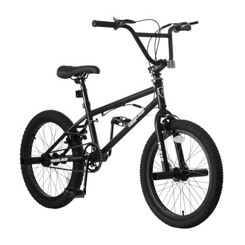 LSBIKE 20 Zoll BMX Bike Freestyle Fahrrad mit Leichter Stahlrahmen 360 Drehbarem Lenker Aluminiumräder Bike mit Vorderund Hinterrad-U-Bremse 4 Pegs Für Teenager & ErwachseneSchwarz