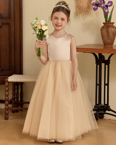 MCieloLuna Flower Girl Dresses for Wedding 2025 First Communion Dress Satin Tulle Princess Pageant Dresses for Girls2