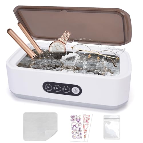 IGUGI Limpiador Ultrasónico 49000HZ,Ultrasonidos Limpieza con 3 Modos de Tiempo,Limpiador Ultrasonidos Profesional para Joyas,Anteojos,Reloj de Pulsera,Dentaduras Postizas,Anillos