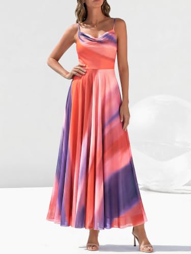 Image of BTFBM Women Summer Maxi Dresses Elegant Wedding Guest Dress | Cowl Neck,Spaghetti Strap,Mesh,Floral,A-Line,Flowy,Party,Cocktail,Homecoming,Graduation,Sundress,Prom,Beach Long Dresses