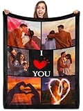 Sparklove Custom Blanket with Picture Text, Personalized Blanket with Pthotos, Customized Birthday Blanket for Women Christmas Day Gifts Adult Dad Mom Husband Boyfriend Wife
