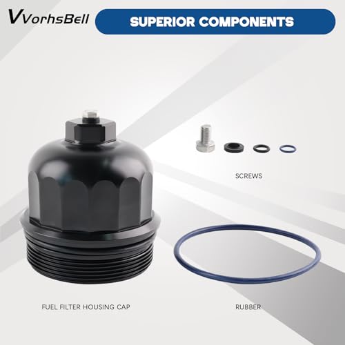 VVORHSBELL Fuel Filter Housing Cap Aluminum 134001 Compatible with 2017-2019 GM Duramax 6.6L L5P Chevy Silverado/GMC Sierra 2500HD 3500HD (without TP1015 fuel filter)Billet with Drain Plug
