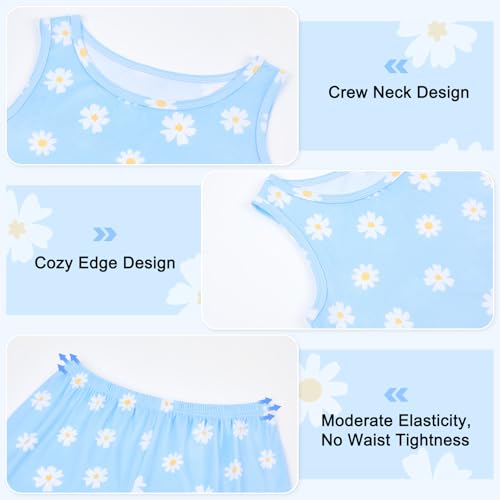 ICOSY Girls Pajamas 2 PCS Kids Pajamas Tank Tops and Shorts Clothes for Toddler Girls Size 8-153