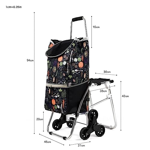 QZQJUILU Einkaufstrolley Einkaufswagen, Tragbarer Treppensteigerwagen, Faltbarer Einkaufswagen, Abnehmbarer Einkaufstasche Mit Rädern, Treppensteiger-Einkaufswagen – Bild 6