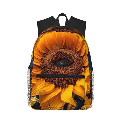 Sac à dos tournesol noir spacieux pour soulager le dos pendant vos longs voyages