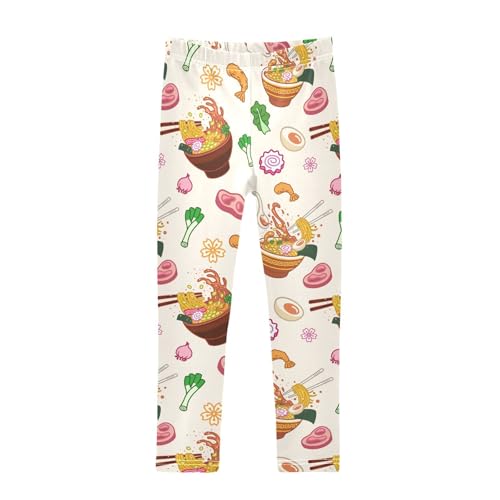 Japanese Food Girls Leggings,Workout Leggings for Girls Toddler Athletic Leggings Size for 3-10T