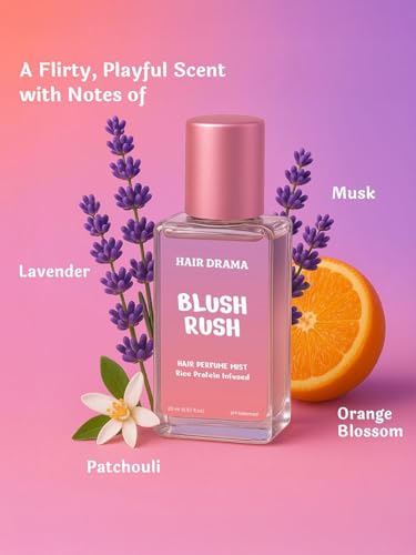 Image of Hair Drama Co. Hair & Body Mist Fragrance Gift Sets for Women | Perfume Gift Set of Blush Rush Hair & Body Mist, Soy Wax Candle, Red Rose Pin & 4 Pearl Claw Clip Set