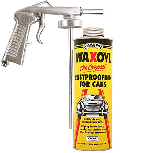 HM Hammerite 1litre Clear WaxOyl Rust Proof Prevention Covering Schutz Air Application Can+ Gun all-round rustproofing treatment. Its unique formula solves the problem of hidden rust once and for all