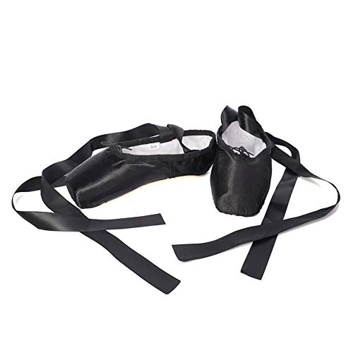 HIPPOSEUS Chaussures de Ballet de Pointe pour La Danse Classique en Noir avec Rubans de Satin et Protège-Orteils pour Ballerines Femme Fille(Prendre Une Taille au Dessus),44 EU – vue 5