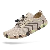 Mishansha Water Shoes for Women Men, Quick-Dry Barefoot Swim Shoes with Drainage Holes, Lightweight Aqua Shoe for Beach Pool River Boating Yoga Walking 9.5 Women/8 Men Rustic Brown