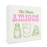 FHUGX Margarita Tequila Cocktail Bar Kitchen Wooden Sign - Trendy Gifts for Friends, The Three Amigos Funny Kitchen Sign for Home Decor, Summer Sign