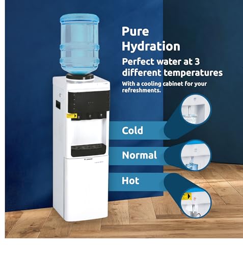 Image of Rockwell Floor Standing Water Dispenser | Hot, Cold & Normal Water | Child Lock | Tropicalised Cooling | Office & Home Use (Black)