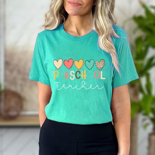 Preschool Teacher Shirts for Women Kindergarten Inspirational Letter Print Special Education Shirts Crew Neck Tee Tops2