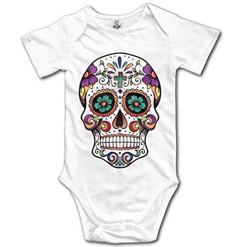 Sugar Skull Baby Short Sleeve Onesie Birth Announcement Bodysuit Rompers