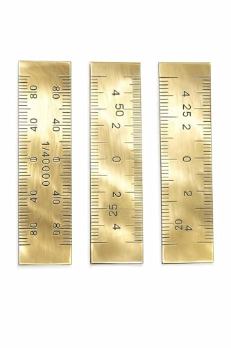 Image of Patwari Brass Scale Set 2 Inch Guniya | 20:25, 25:50 & 1 /4000 Division | Survey Land Measurement Tool | Set of 3 Pcs