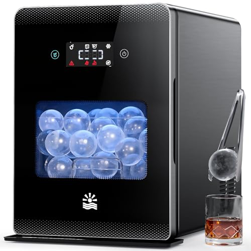 Rellytech Whiskey Clear Ice-Ball Maker - 2' Slow-Melting Sphere Ice Maker, 4 pcs in 30 Mins 144 Pcs/Day, Round Cube Machine with Automatic Freeze Tech, Water Supply Self-Cleaning for Scotch, Bourbon