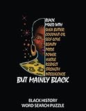 black history world search puzzle: black afro woman melanin girl black history month motivation | 8.5 x 11 inch | 38 pages with solution
