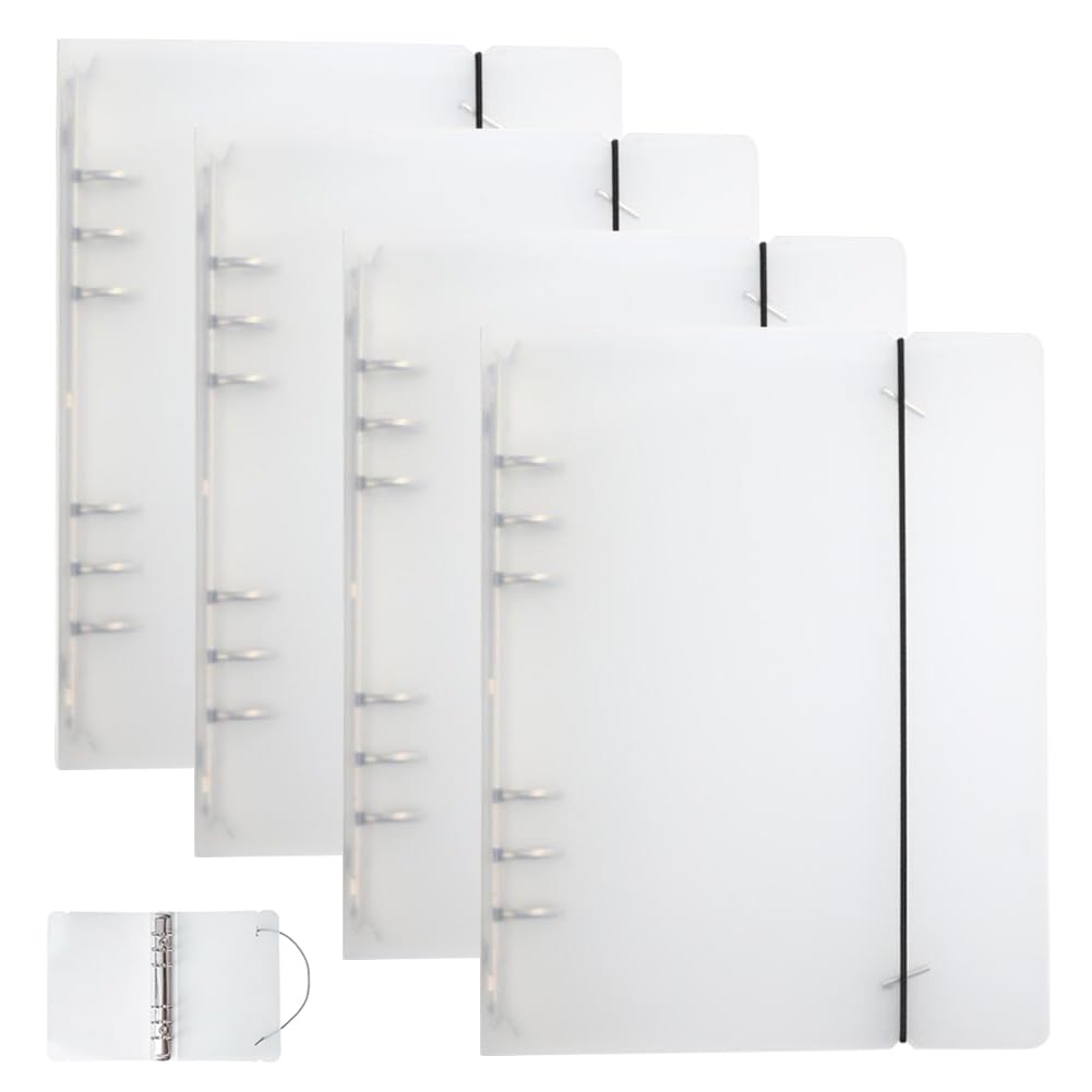 4 Piezas Cubierta de Carpeta A5 Protectora para Carpeta Anillas A5 Recargable de 6 Anillos Tapa de Plástico Transparente de Carcasa