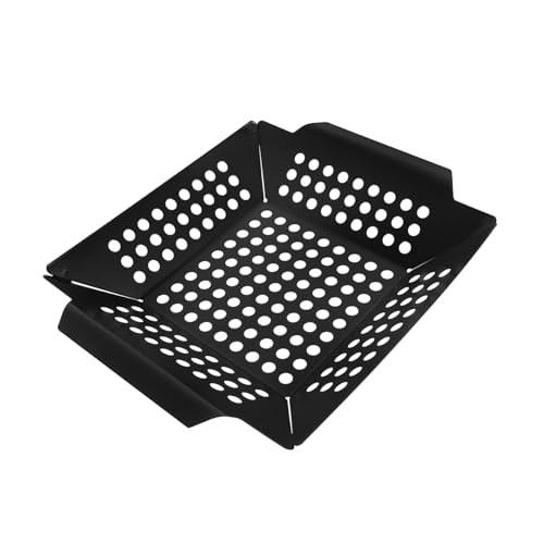 Milisten Square Baking Pan Grill Lid Non-Stick Grilling Pan for Outdoor BBQ Grill Basket Tray Set