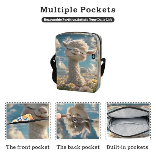 Crossbody Bag Cute Alpaca Messenger Bag for Women Men Purse Shoulder Bag Satchel Bag with Adjustable Strap 214B93082