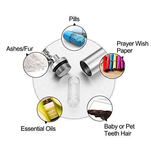 abooxiu Cylinder Cremation Urn Necklace with Angel Wing and Pet Paw - Ashes Keepsake for Dog/Cat Memorial Jewelry - Thumbnail 6