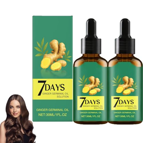 Sérum de pelo de jengibre, aceite de jengibre para acelerar el crecimiento del cabello, contra la caída del cabello para cabello seco y dañado (2 unidades)