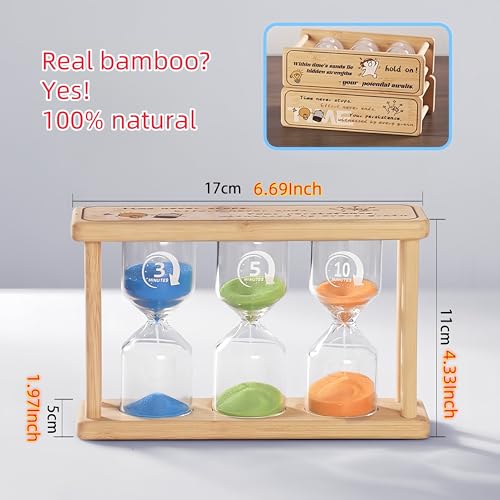 ORDERSOON 3-in-1 Bamboo Sand Timer