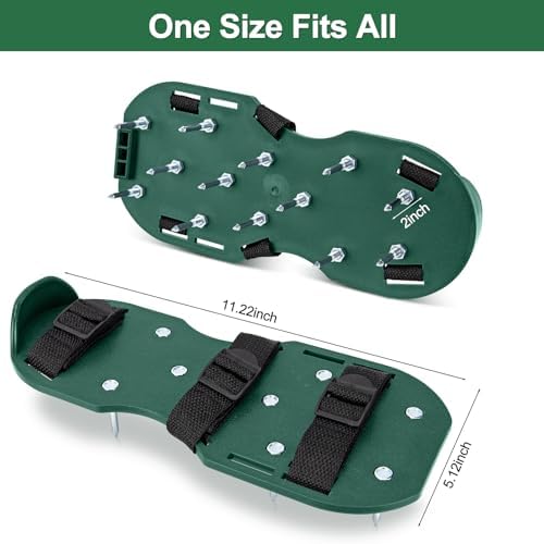 Lawn Aerator Shoes with Stainless Steel Shovel,Aerator Lawn Tool for Effectively Aerating Lawn Soil,Universal-Size Heavy-Duty Aerator Shoes for Lawns, Gardens, Patios and Yards Green Model - 5