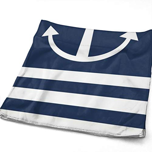 White Striped Hand Towels Kitchen Highly Absorbent Soft Nautical Anchor Decorative Guest Hand Towels for Bathroom,Hotel,Gym,Swimming and Spa (27.56 X 11.81 Inch, Navy Blue) - Image 3