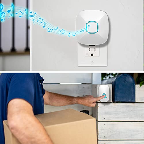 Doorbell, Lovin Product Waterproof Wireless Doorbell Chime Kit with 36 Chimes, Adjustable Volume; 1000feet Operating, with Sound LED Flash Door Bell for Home (1 Receiver x 1 Push Button) - Thumbnail 2