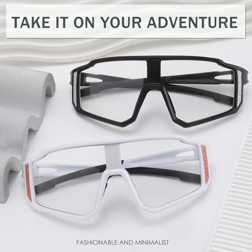 Long Keeper Cycling Glasses Photochromic Sports Sunglasses Women Men Windproof Running Sun Glasses Driving Fishing Mountain Bike Sunglasses UV400 Shades (Clear Grey) - Image 7