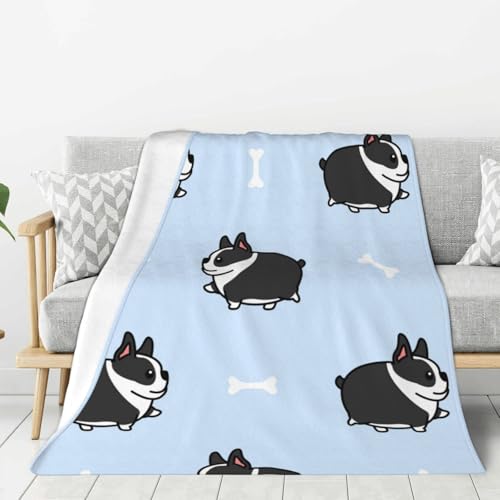 LfearTesa Jeté de canapé et de Fauteuil, Couvre-lit, Couverture de Voyage, couvertures pour canapés et Lits, Motif Chien Boston Terrier,80