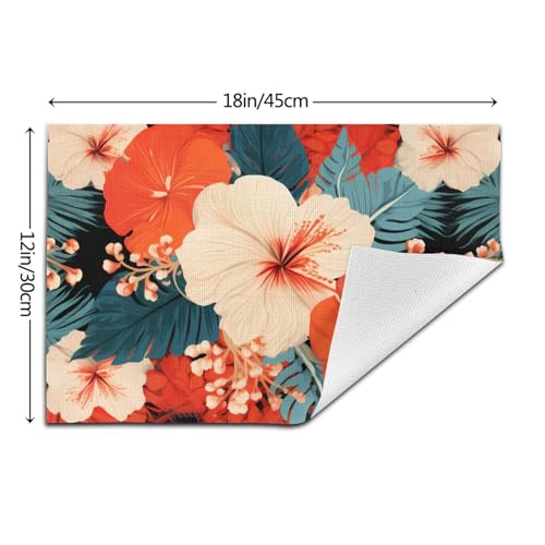 Sets de table tissés fleurs tropicales en PVC x4 résistants - 3