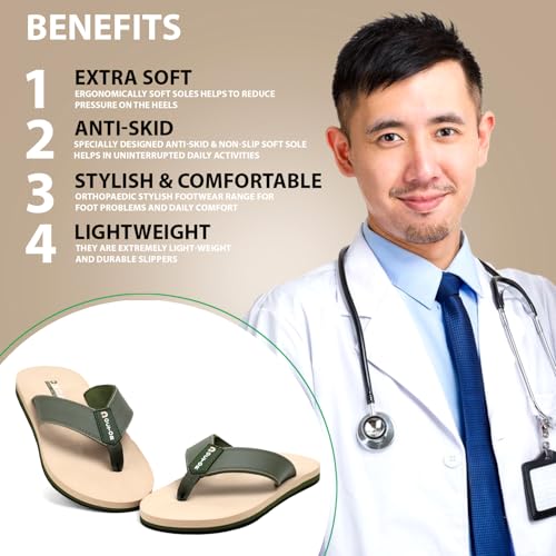 Image of Men's Comfortable Thong Slippers with Cushioned Sole | Lightweight Everyday Wear Slippers with Soft Footbed and Anti Slip Outsole for Indoor & Outdoor Use