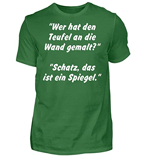 Qui a Le Diable au Mur T-Shirt Haut de Gamme Teufelskerl Vert Large pour Homme et Femme
