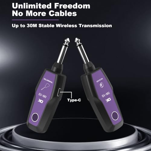 DeKode iW-10 2.4GHz Guitar Wireless System | <9ms Ultra-Low Latency, 6 Hours Play Time, Rechargeable Design, Auto Pairing, Suitable for Electric Guitar & Bass miniatura 4