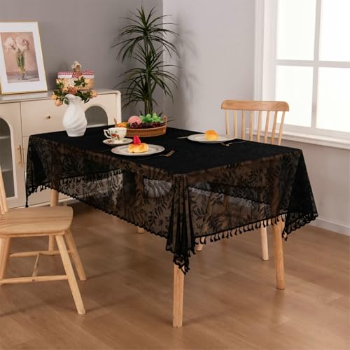 Nappe polyester rectangulaire anti tache lavable 140x240cm jacquard feuilles - 3