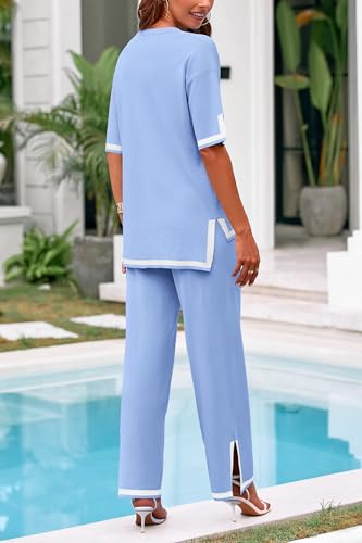 PRETTYGARDEN Two Piece Sets for Women 2025 Summer Spring Casual Sweater Knit Lounge Travel Matching Outfits Clothing2