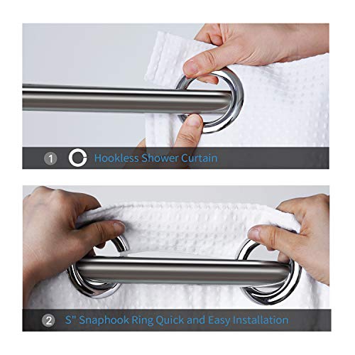 Arichomy【2023 Upgraded】 Shower Curtain Set Waffle Weave Curtain Fabric Shower Curtain Set 250Gsm Hookless Removeable Liner, Machine Washable 71By 74Inch, White #TOP1