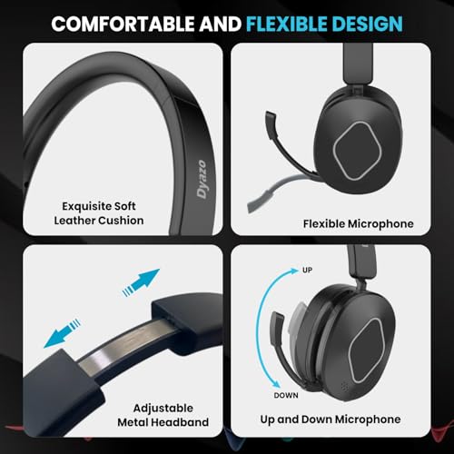 Image of Dyazo Wired Headset with Microphone | Active & Environmental Noise Cancellation | 3-in-1 USB, Type-C & 3.5mm Connectivity | in-Line Controls | On-Ear Headphones for PC, Mobile Phone & Laptop (Black)