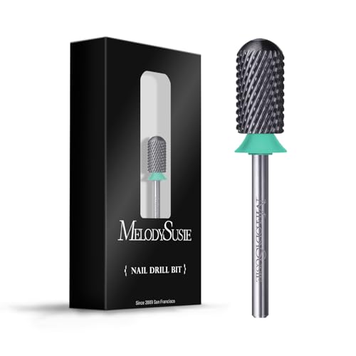 Image of MelodySusie Ceramic Nail Drill Bit, 3 /32'' Smooth Round Top Large Barrel Bits, Suitable for Manicure Pedicure Cuticle Gel Polishing, Beginners Bits, Black, Series Bit-S, Coarse