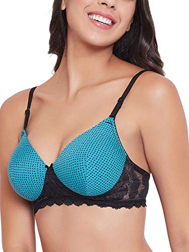 Image of Clovia Women's Polyamide Padded Non-Wired Full Cup Dot Print T-Shirt Bra