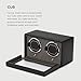 Wolf Cub Double Watch Winder with Glass Cover, Black - Secure Fit with Patented Lock-in Dynamic Cuff - Accommodates All Wrist Sizes - Vegan Leather - Includes Universal Adapter